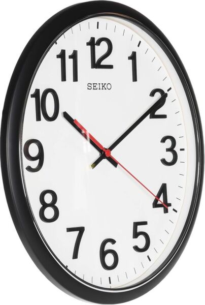 Seiko QXA750K Plastik Kasa Siyah Renkli 35 cm Çaplı 3 Boyut İndeks İbreli Modern Sessiz Saniye Mekanizmalı Duvar Saati