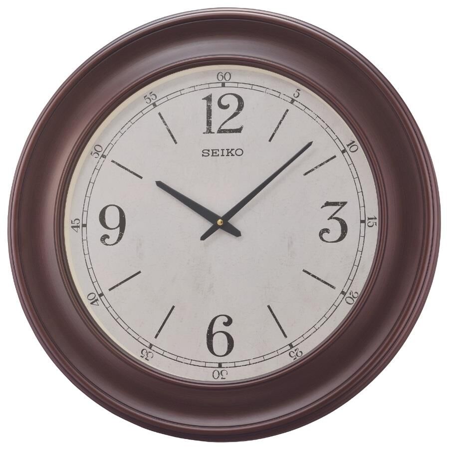 Seiko QXA773B Plastik Kasa Kahverengi Renkli 57 cm Çaplı Modern Dekoratif Salon Sessiz Saniye Mekanizmalı Duvar Saati