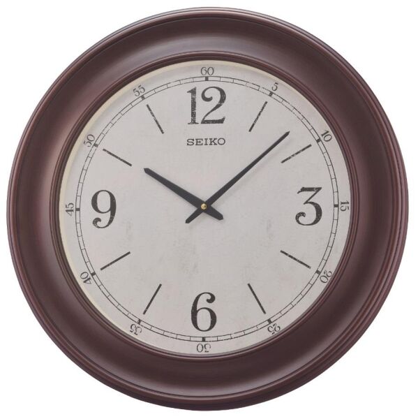 Seiko QXA773B Plastik Kasa Kahverengi Renkli 57 cm Çaplı Modern Dekoratif Salon Sessiz Saniye Mekanizmalı Duvar Saati