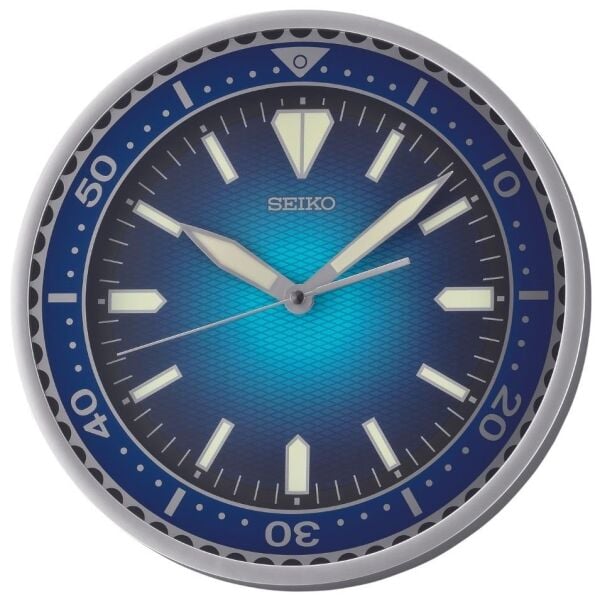 Seiko QXA791A Plastik Kasa Mavi Renkli 30 cm Çaplı LumiBrite Kaplama Kadranlı Modern Sessiz Saniye Mekanizmalı Duvar Saati