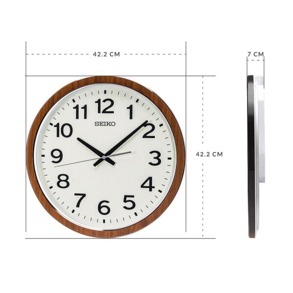 Seiko QXA799B Plastik Kasa Kahverengi Renkli 40 cm Çaplı LumiBrite Modern Sessiz Saniye Mekanizmalı Duvar Saati
