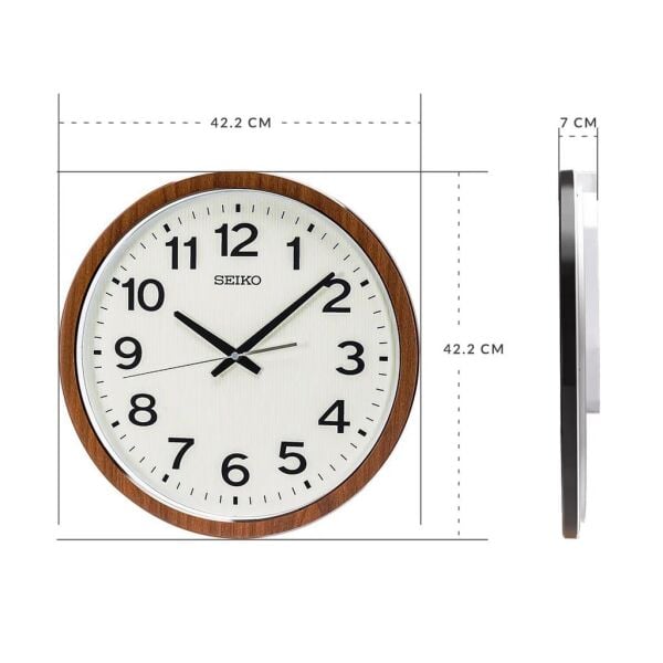 Seiko QXA799B Plastik Kasa Kahverengi Renkli 40 cm Çaplı LumiBrite Modern Sessiz Saniye Mekanizmalı Duvar Saati
