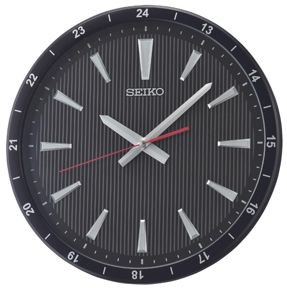 Seiko QXA802K Plastik Kasa Siyah Renkli 35 cm Çaplı 3 Boyutlu İndeks Modern Sessiz Saniye Mekanizmalı Duvar Saati