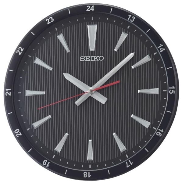 Seiko QXA802K Plastik Kasa Siyah Renkli 35 cm Çaplı 3 Boyutlu İndeks Modern Sessiz Saniye Mekanizmalı Duvar Saati