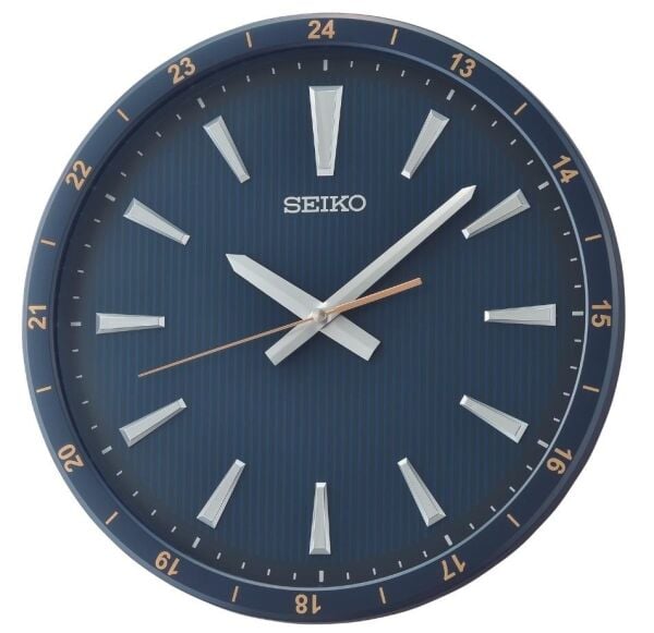 Seiko QXA802L Plastik Kasa Lacivert Renkli 35 cm Çaplı 3 Boyut İndeksli Modern Sessiz Saniye Mekanizmalı Duvar Saati