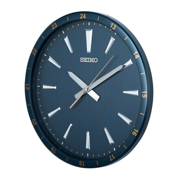 Seiko QXA802L Plastik Kasa Lacivert Renkli 35 cm Çaplı 3 Boyut İndeksli Modern Sessiz Saniye Mekanizmalı Duvar Saati