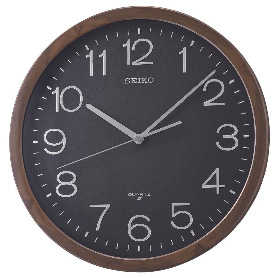 Seiko QXA807A Plastik Kasa Kahverengi Renkli 36.3 cm Çaplı Modern Dekoratif Sessiz Saniye Mekanizmalı Duvar Saati