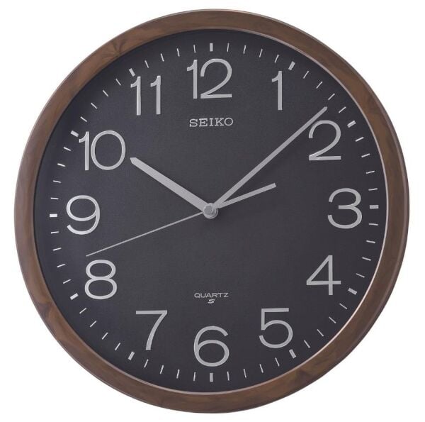 Seiko QXA807A Plastik Kasa Kahverengi Renkli 36.3 cm Çaplı Modern Dekoratif Sessiz Saniye Mekanizmalı Duvar Saati