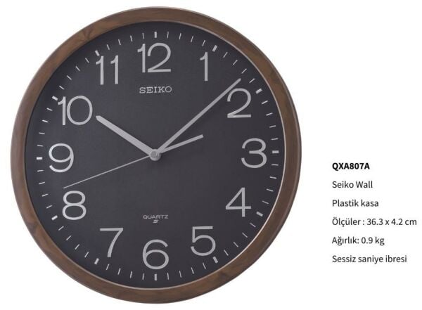 Seiko QXA807A Sessiz Saniye İbreli Ofis Salon Oda Duvar Saati