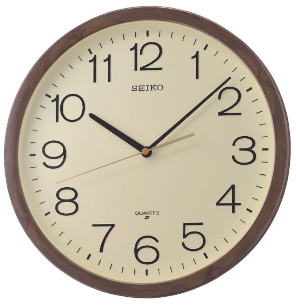 Seiko QXA807B Plastik Kasa Kahverengi Renkli 36.3 cm Çaplı Modern Dekoratif Sessiz Saniye Mekanizmalı Duvar Saati