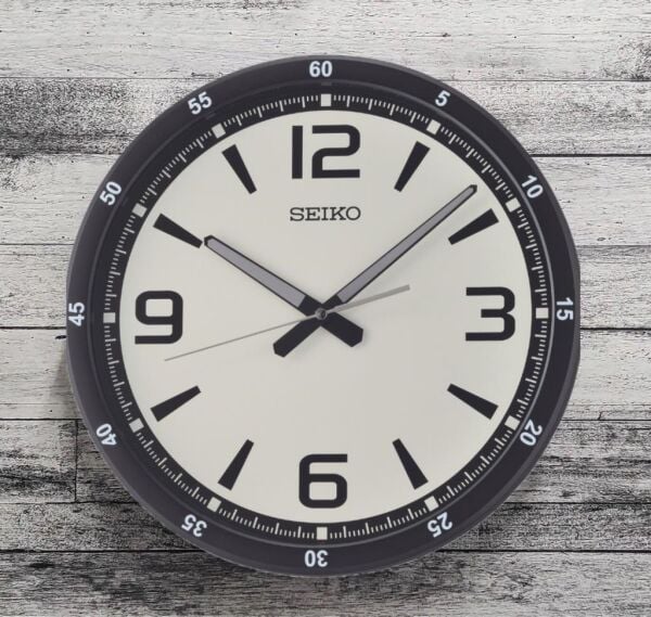 Seiko QXA809J Plastik Kasa Siyah Renkli 35 cm Çaplı Modern Dekoratif Sessiz Saniye Mekanizmalı Duvar Saati