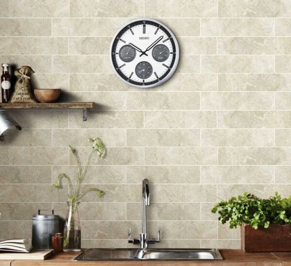 Seiko QXA823S Alüminyum Kasa Isı ve Nem Ölçerli Sessiz Saniyeli Duvar Saati