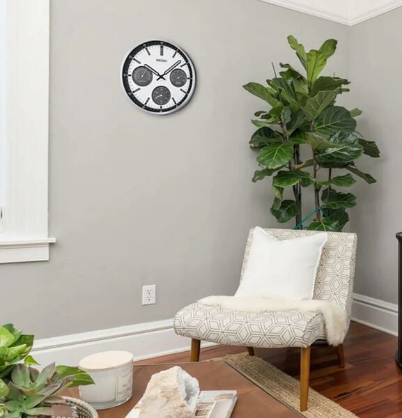 Seiko QXA823S Alüminyum Kasa Isı ve Nem Ölçerli Sessiz Saniyeli Duvar Saati