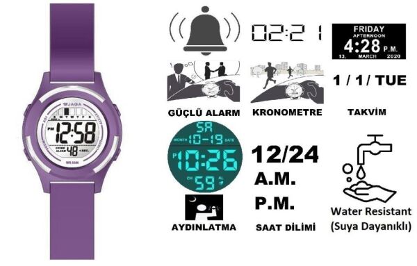 Jaga JL EM1255-OJDJ 640041 100 m Kronometreli Alarmlı Işıklı Genç Kol Saati