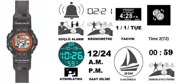Jaga JL M0887A-OAAA 640051 100 m Kronometreli Alarmlı Işıklı Genç Kol Saati