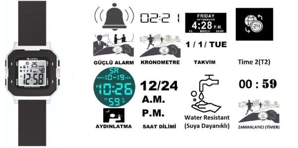 Jaga JL M1256-OADA 640041 Kronometreli Alarmlı Işıklı Çocuk/Genç Kol Saati
