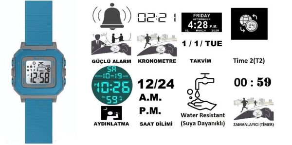 Jaga JL M1256-OECE 640041 Kronometreli Alarmlı Işıklı Çocuk/Genç Kol Saati