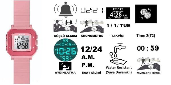Jaga JL M1256-OGGG 640041 Kronometreli Alarmlı Işıklı Çocuk/Genç Kol Saati