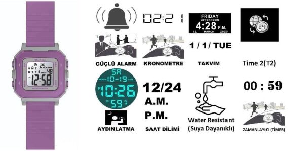 Jaga JL M1256-OJCJ 640041 Kronometreli Alarmlı Işıklı Çocuk/Genç Kol Saati