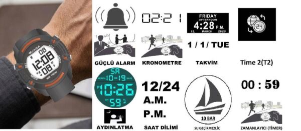 Jaga JL M1266-OCIC 640051 100 m Kronometreli Alarmlı Işıklı Genç Kol Saati
