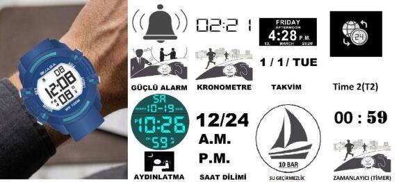 Jaga JL M1266-OEEE 640051 100 m Kronometreli Alarmlı Işıklı Genç Kol Saati