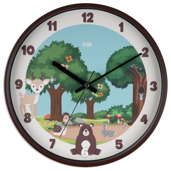Klik Slim Doğa Plastik Kasa Kahverengi Renkli 30.5 cm Çaplı Modern Sessiz Saniye Mekanizmalı Duvar Saati