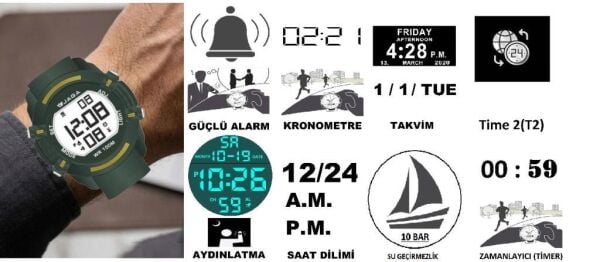 Jaga JL M1266-OFFF 640051 100 m Kronometreli Alarmlı Işıklı Genç Kol Saati