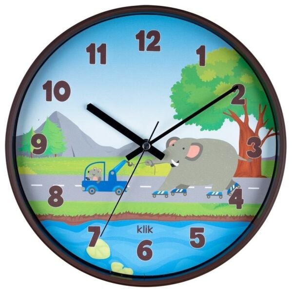 Klik Slim Fil Plastik Kasa Kahverengi Renkli 30.5 cm Çaplı Modern Sessiz Saniye Mekanizmalı Duvar Saati