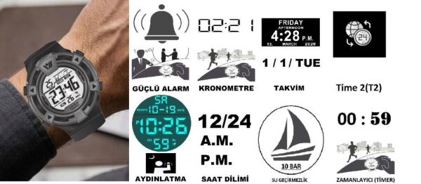 Jaga JL M1267-OAAC 640051 100 m Kronometreli Alarmlı Işıklı Genç Kol Saati