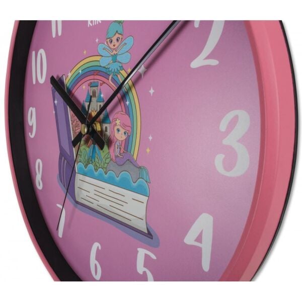 Klik Slim Masal Plastik Kasa Pembe Renkli 30.5 cm Çaplı Modern Sessiz Saniye Mekanizmalı Duvar Saati