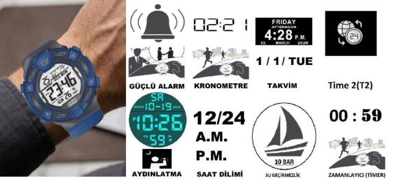 Jaga JL M1267-OECE 640051 100 m Kronometreli Alarmlı Işıklı Genç Kol Saati