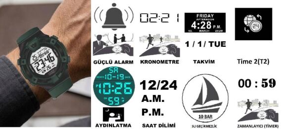 Jaga JL M1267-OFAF 640051 100 m Kronometreli Alarmlı Işıklı Genç Kol Saati