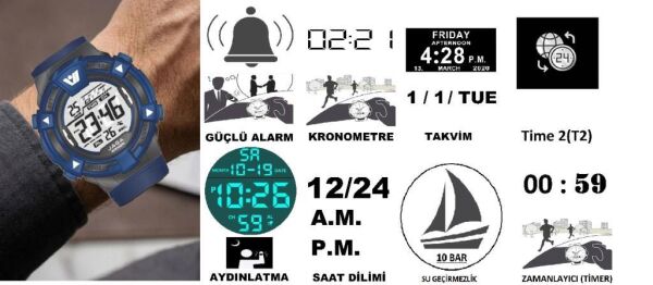 Jaga JL M1267-OEAE 640051 100 m Kronometreli Alarmlı Işıklı Genç Kol Saati
