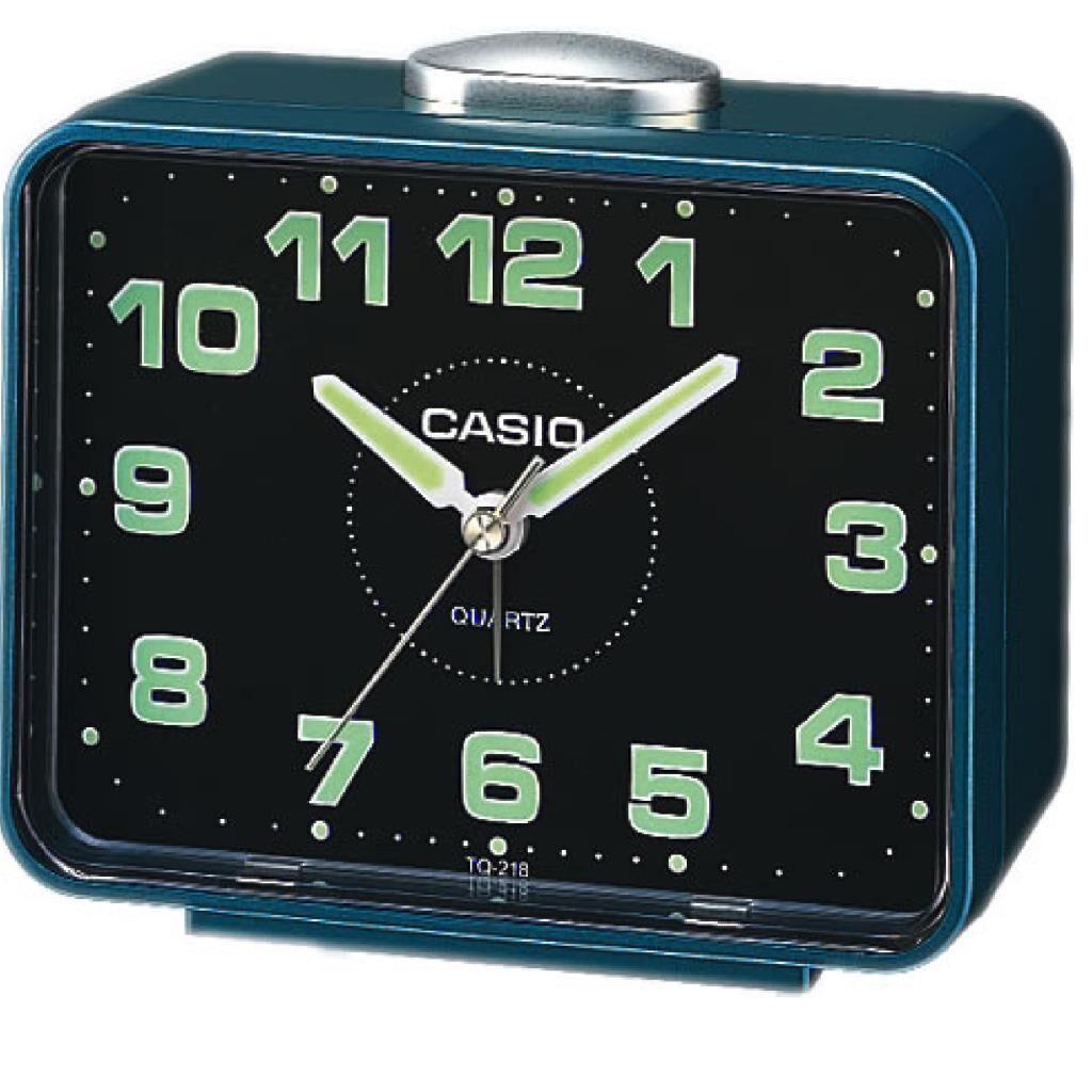 Casio TQ-218-2DF Mavi Ertelemeli Beep Alarmlı Fosforlu Masa Saati