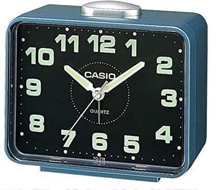 Casio TQ-218-2DF Mavi Ertelemeli Beep Alarmlı Fosforlu Masa Saati