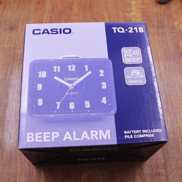 Casio TQ-218-2DF Mavi Ertelemeli Beep Alarmlı Fosforlu Masa Saati