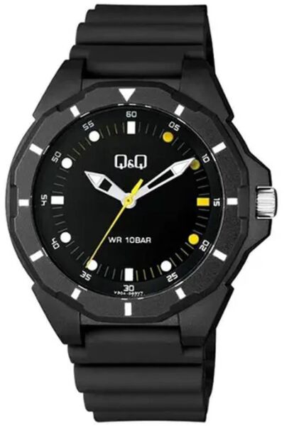 Q&Q V30A-003VY Siyah Renkli Silikon 10 Atm Su Geçirmez Genç Kol Saati