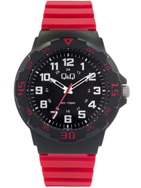 Q&Q VR18J013Y Kırmızı Renkli Fosforlu 10 Atm Su Geçirmez Genç Kol Saati