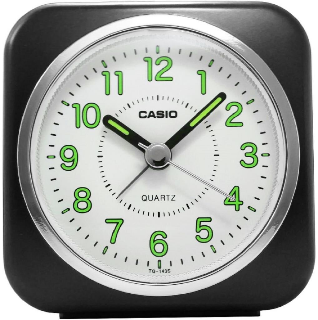 Casio TQ-143S-1DF Siyah Ertelemeli Beep Alarmlı Işıklı Fosforlu Masa Saati