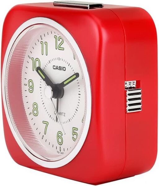 Casio TQ-143S-4DF Kırmızı Ertelemeli Beep Alarmlı Işıklı Fosforlu Masa Saati