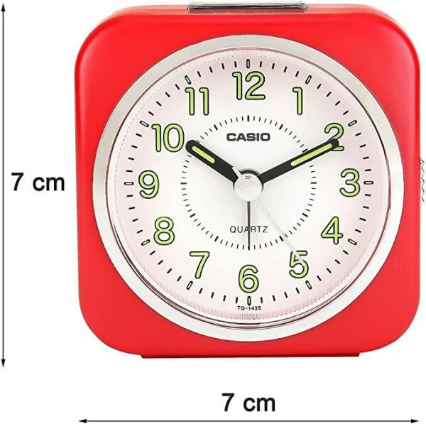 Casio TQ-143S-4DF Kırmızı Ertelemeli Beep Alarmlı Işıklı Fosforlu Masa Saati