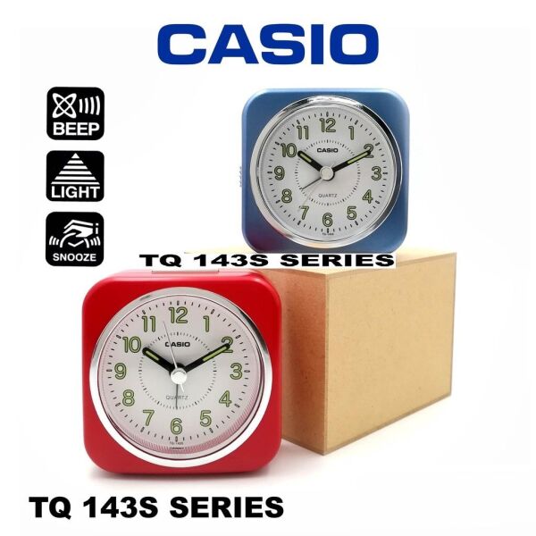 Casio TQ-143S-4DF Kırmızı Ertelemeli Beep Alarmlı Işıklı Fosforlu Masa Saati