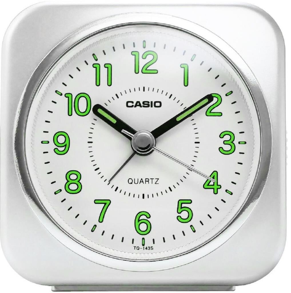 Casio TQ-143S-8DF Gri Ertelemeli Beep Alarmlı Işıklı Fosforlu Masa Saati