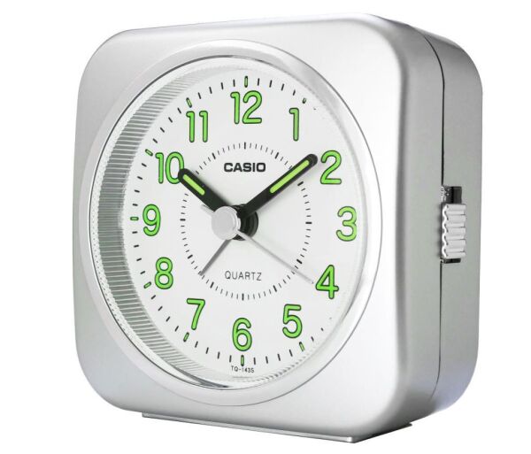 Casio TQ-143S-8DF Gri Ertelemeli Beep Alarmlı Işıklı Fosforlu Masa Saati