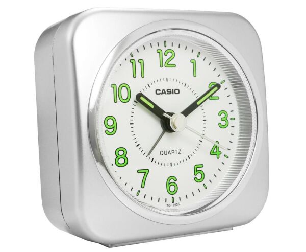 Casio TQ-143S-8DF Gri Ertelemeli Beep Alarmlı Işıklı Fosforlu Masa Saati