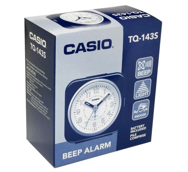 Casio TQ-143S-8DF Gri Ertelemeli Beep Alarmlı Işıklı Fosforlu Masa Saati