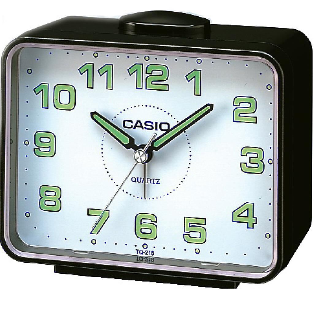 Casio TQ-218-1BDF Siyah Ertelemeli Beep Alarmlı Fosforlu Masa Saati
