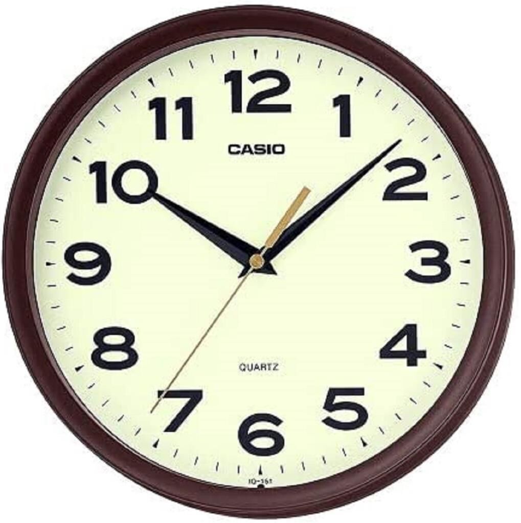 Casio IQ-151-5DF Plastik Kasa Kahverengi Renkli 25 cm Çaplı Modern Quartz Saniye Mekanizmalı Duvar Saati