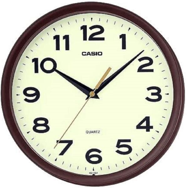 Casio IQ-151-5DF Plastik Kasa Kahverengi Renkli 25 cm Çaplı Modern Quartz Saniye Mekanizmalı Duvar Saati