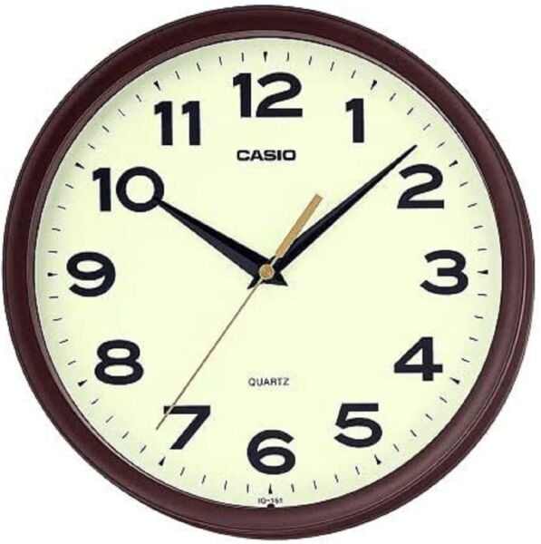 Casio IQ-151-5DF Plastik Kasa Kahverengi Renkli 25 cm Çaplı Modern Quartz Saniye Mekanizmalı Duvar Saati
